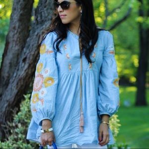 ZARA EMBROIDERED TUNIC DRESS